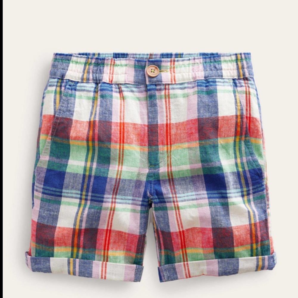 Mini Boden smart roll up shorts plaid size 6y